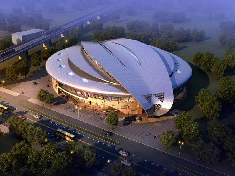 Ndërtimi i stadiumit prefab me strukturë çeliku